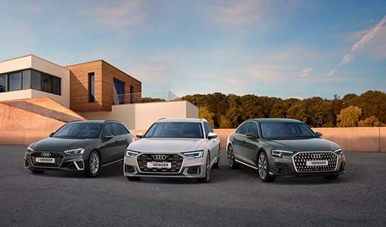 Eine Audi Range mit verschiedenen Modellen.